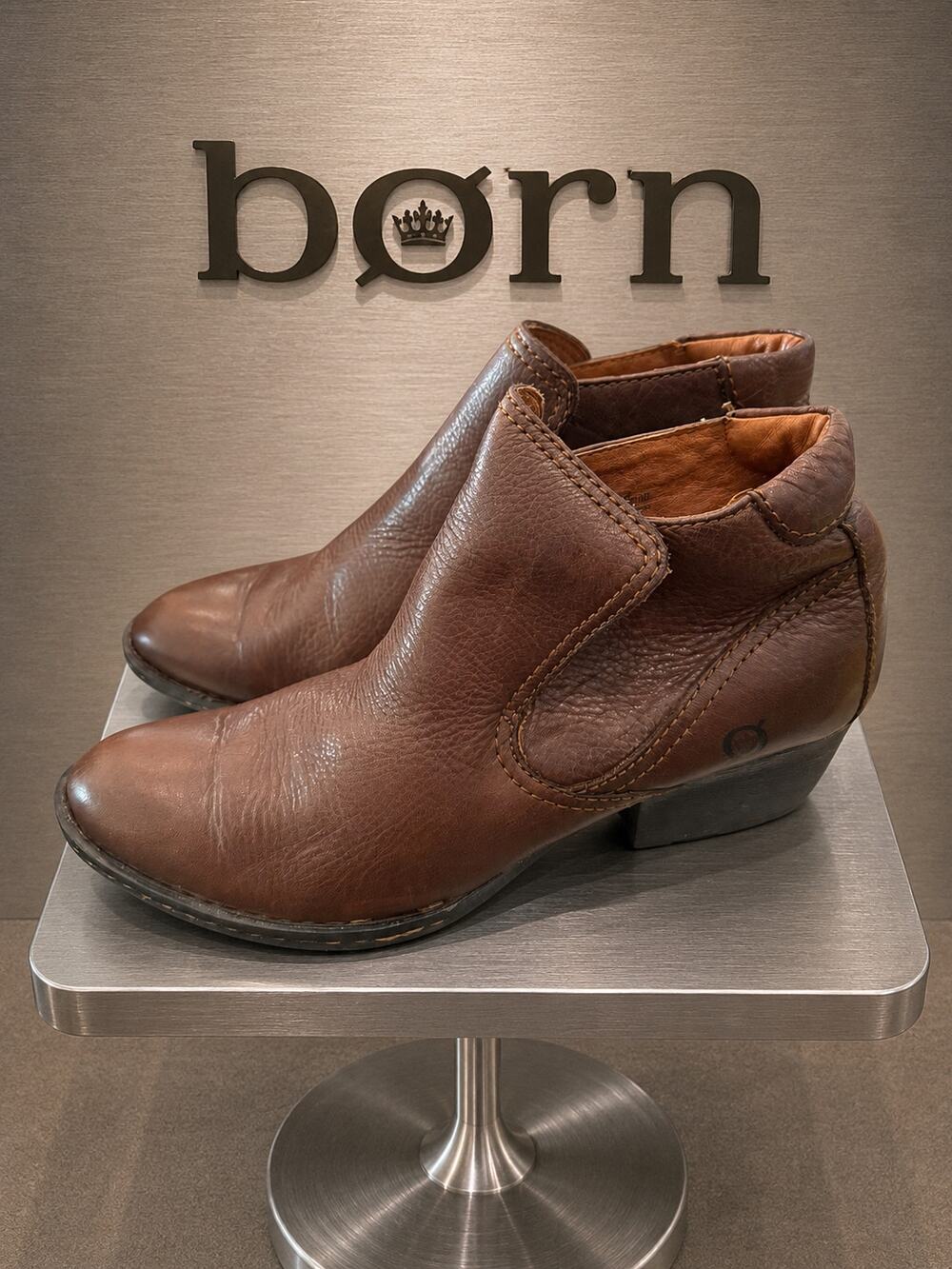 Børn Rachel W82113 Brown Leather Western Ankle Boots Women’s 8 EU 39